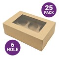 Kraft Brown 6 Hole Cupcake Box with Window