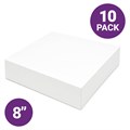 8" White Cake Box Lid - 10 Pack