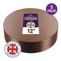 Culpitt Premium 12'' Round Brown Cake Boards - 5 Pack