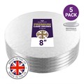 Culpitt Premium 8'' Round Individually Wrapped Silver Cake Boards - 5 Pack