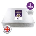 Culpitt Premium 12'' Square Individually Wrapped Silver Cake Boards - 5 Pack