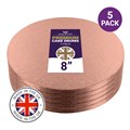 Culpitt Premium 8'' Round Rose Gold Cake Boards - 5 Pack