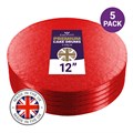Culpitt Premium 12'' Round Red Cake Boards - 5 Pack