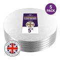 Culpitt Premium 5'' Round Silver Cake Boards - 5 Pack