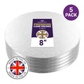 Culpitt Premium 8'' Round Silver Cake Boards - 5 Pack