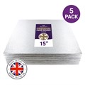 Culpitt Premium 15'' Square Silver Cake Boards - 5 Pack