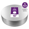 Culpitt Standard 10'' Round Individually Wrapped Silver Cake Boards - 5 Pack