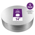 Culpitt Standard 14'' Round Individually Wrapped Silver Cake Boards - 5 Pack