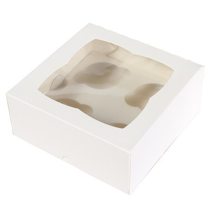 White 4 Cupcake/Muffin Box - single