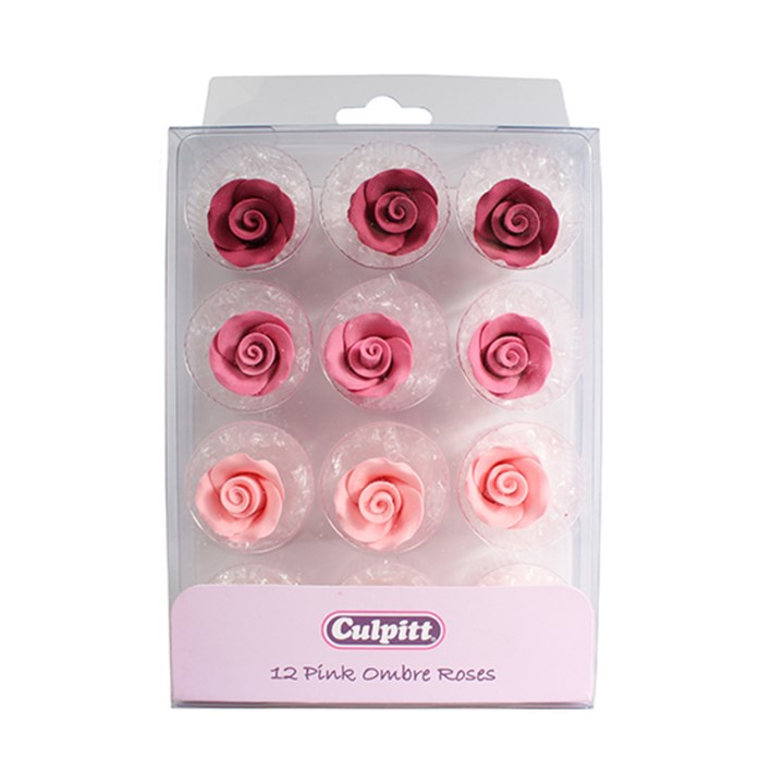 20mm Retail Packed Pink Ombre Sugar Roses- 12 piece