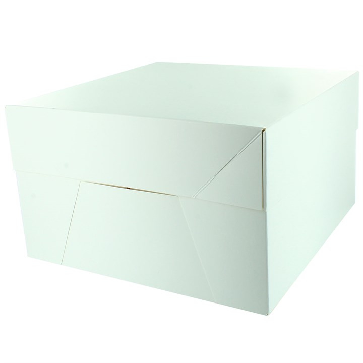 UK Made White Cake Box with Glued Lid - 14" (355 x 152mm)-single