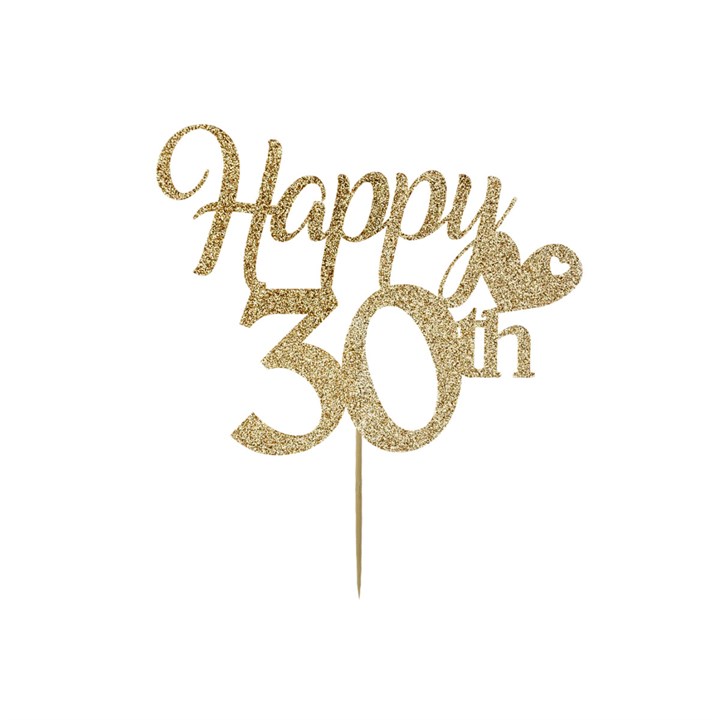 Kelsi Marsh Happy Birthday Topper Gold 30th