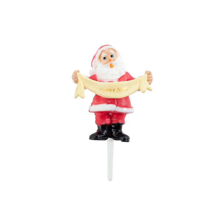 Joyeux Noel' Plastic Santa on Stick - 45mm