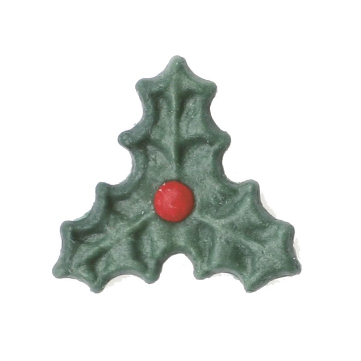 Dark Green Christmas Triple Holly - Christmas Cake Decoration