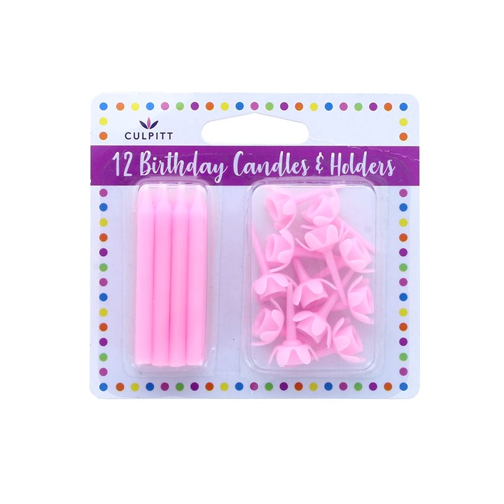 Pink Candles and Holders - single